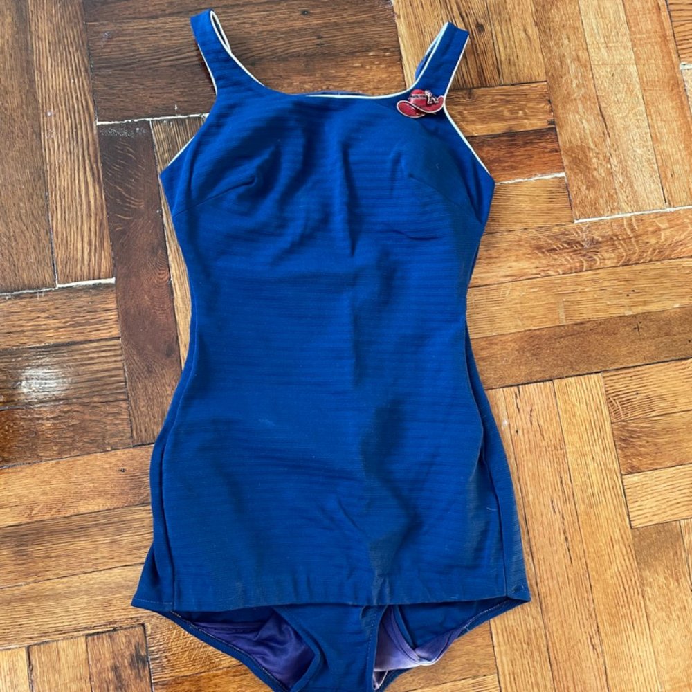 Late 1960's Cole of California Navy One Piece Swimsuit